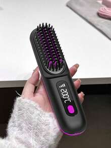 Portable Wireless Hair Straightener Brush, Fast Heating, Constant Temperature Anti-Scald Design, Smart LED Digital Display, USB Charging, Exquisite And Lightweight, Suitable For Home And Travel, Ideal Gift For Women, Professional Styling Tool, 1800mAh Battery - Multicolor - View 3