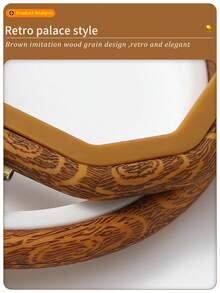4 Stück/Set Vintage Stil braune Holzmaserung Stickrahmen, sortierte Formen, DIY handgemachte Kreuzstich Rahmen, Traumfänger Aufhängeringe, aus ABS & PVC gefertigt, mit Metallhaken, langanhaltend, inklusive 16 Stück Nadeln, geeignet für Heimdekoration & Stickerei - Braun - Übersicht 4