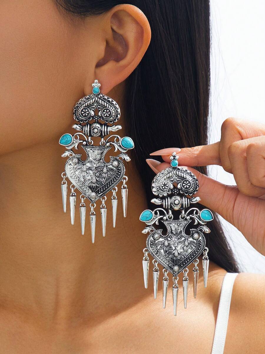 1 Pair Of Vintage Bohemian Style Vintage Distressed Earrings With Tassel Earrings (No Gift Box) - Earring - View 1