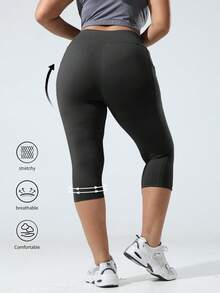 大码女式高腰弹力柔软七分紧身裤（XL-5XL） - 适合运动、跑步、瑜伽