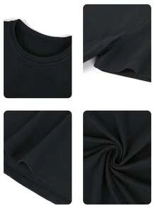 Envío nacional | camiseta de manga corta con estampado casual de algodón puro para hombres en primavera y verano - Negro - Ver 6