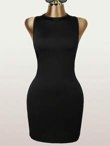 Summer Sexy Island Vacation Outfit Black Backless Mini Dress, Date Night Dress, Y2K Style - Black - View 2