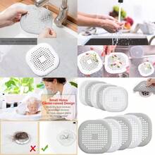 XISH LISAPRO 10PCS Tapón de Silicona para Desagüe de Suelo Cuadrados Cubiertas con Ventosa Filtro Antiatascos Tapones de Silicona Antiolor Anticucarachas para Cocina y Baño Lavandería Blanco + Gris - BlancoGris - Ver 7