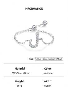 1枚优雅925纯银阿拉伯字母可调节戒指，适合女性佩戴，是婚礼、生日、母亲节及其他场合的理想礼物。