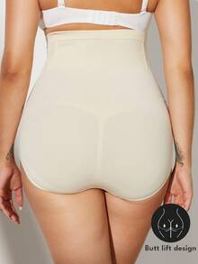 1 pièce Gaine amincissante taille haute sans couture pour femmes, contrôle du ventre, rehaussement des fesses, grande taille, noir - Beige - Voir 4