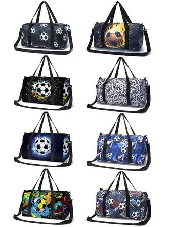 3D Football Print Travel Bag, Shoe Storage Bag, Football Luggage Bag, Large Capacity Training Sports Shoulder Bag, Multi-Functional Sling & Shoulder Bag, Suitable For Travel, Yoga, Holiday Gift, Durable Polyester Luggage Bag