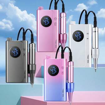 duofu Professional Electric Nail Grinder, Shiny Portable Electric Nail Grinding Kit With Drill Bits, 45,000 RPM Cordless Rechargeable Nail Grinder, Suitable For Acrylic Nails, Gel Polishing, Nail Care Products, Home Nail Tools, Salon Use