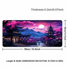 1pc High-Definition Extra Large Japanese Pagoda & Landscape Desian Gaming Mouse Pad Non-Slip Premium Base Precision Stitched Edges, Rectangular Desk Mat For Office Study, Home Decor - Multicolor - View 16
