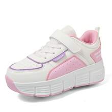 Giày trượt patin biến hình dành cho nữ/sinh viên với bánh xe kép có thể thu gọn, giày thể thao unisex có bánh xe, phù hợp cho mọi mùa. - Hồng - Xem 6