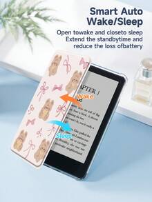 1pc A Brown Bear And A Pink Bow Tablet Case & Kindle E-Book Case Compatible With IPad 10th Generation, IPad 11/Air 4th/Air 7th/9.7 Inches, Compatible With Samsung Galaxy Tab A9 Plus, Kindle (11th Generation-2024 Release)(6 Inch), Kindle Paperwhite 12th Gen 2024, Great Holiday Gift, Stylish And Simple Pattern. - Multicolor - View 9