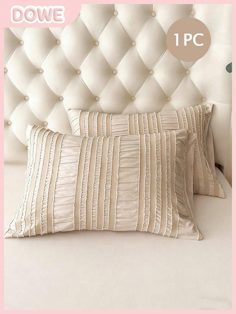 1pc Bohemian Style Plush Pillow Cover, Without Pillow Insert, Bedroom & Guest Room Decor - Khaki - View 1