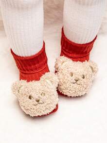 1 Pair Baby Infant New Year Red Series Socks, Cute Elephant & Bear Boat Socks, Mid-Calf Socks, Non-Slip Floor Socks, Soft Breathable Skin-Friendly, New Party Holiday Gathering - Red - View 19