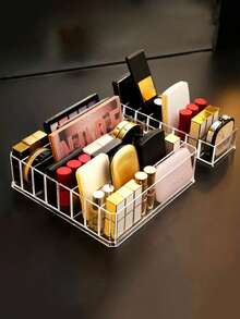 1个可拆卸亚克力化妆品收纳盒，可放置眼影盘、口红、护肤品等，浴室梳妆台收纳架，桌面化妆品架 - 無色 - 查看 7