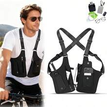 Leather Shoulder Armor Hidden Underarm Strap Wallet Adjustable Anti Pickpocket Accessories With Double Bag For Men, Women Leather Armor - 預設 - 查看 1