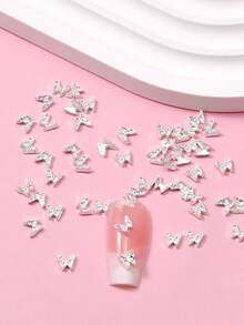 10pcs/30pcs/50pcs/Pack Silver Mini Butterfly Nail Art Stickers Nails - Multicolor - View 8