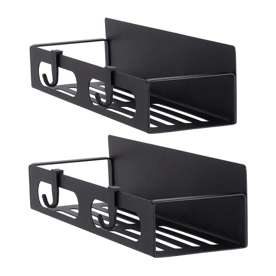 LIVINGANDHOME Living And Home Matte Black Magnetic Fridge Storage Rack Multi Pack Carbon Steel Iron Space Saving Organizer - Style-a 2Pcs - View 1