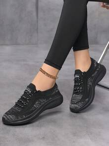 女士户外休闲优雅波西米亚风一脚蹬鞋，百搭实用，适合休闲、办公、健身、度假等各种场合，四季皆宜 - 黑色 - 查看 4