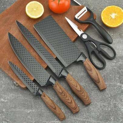 Juego Set De Cuchillos De Cocina Con Mango Ergonómico