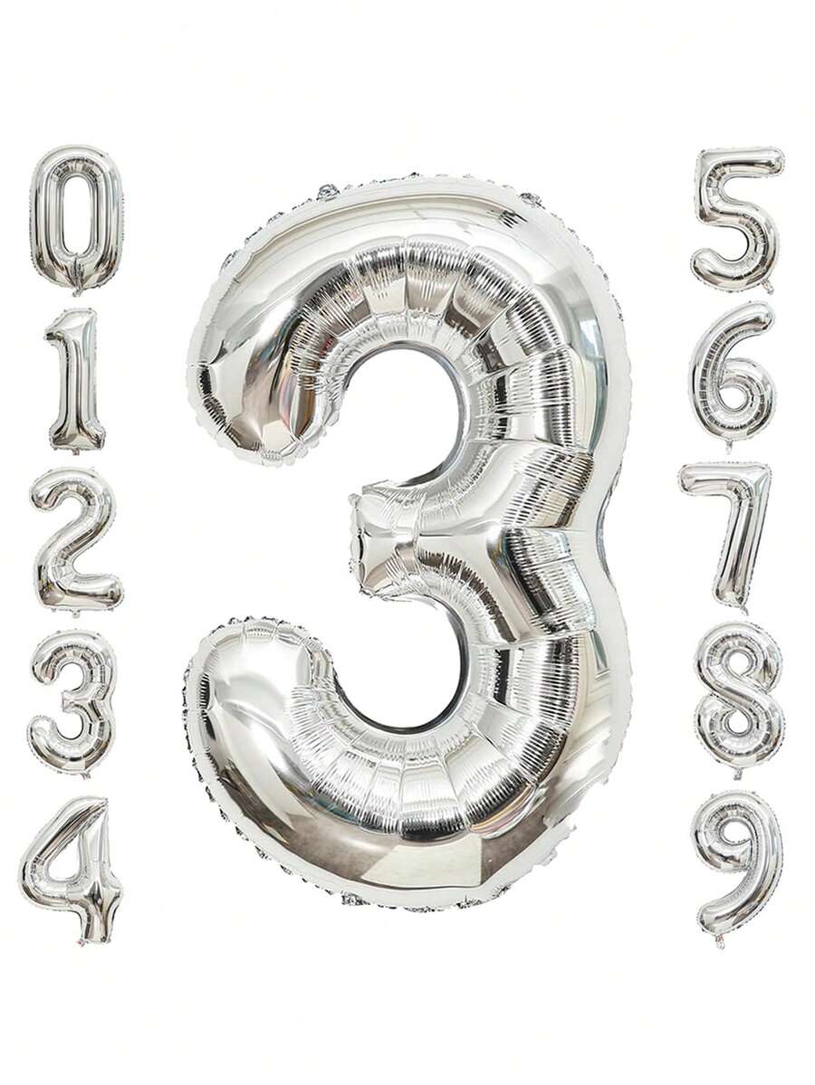 40 Inch Silver Number Balloons, Birthday Party Decorations, Large Foil Number Balloons For Wedding Anniversary Celebration, Holiday Party Decorations - Silver - View 1