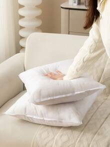 1pc/2pcs White Pillow Insert, Modern High Elastic Fiber Filled, Square Pillow, Suitable For Home Living Room Sofa Bedroom Headboard, Hotel Travel