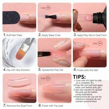 Kit completo de extensión de uñas: Gel de construcción rápida de cristal, curado con UV/LED, incluye 100 piezas de formas y un pincel versátil - Perfecto para principiantes y entusiastas del arte de uñas DIY - Multicolor - Ver 7