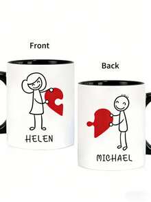 Customized Couple Coffee Mugs, Can Print Photos And Text, Customizable Names, Romantic Valentine's Day Gift, Cute And Unique Couple Gift | Personalized Name Mugs - Multicolor - View 7