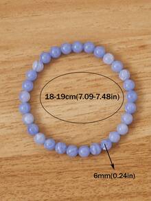 1 Stück 4/6/8mm Blauer Achat Spitzenarmband, Natürlicher Stein Elastikarmband, hilft Angst, Stress und Ruhe zu lindern, Geschenk - blau-violett - Übersicht 10