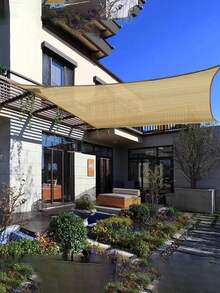 1pc Beige Garden Shade Cloth, 85% Mesh, Perforated, Made Of Breathable High-Density Polyethylene (HDPE), Provides Privacy; Can Be Used As Patio Shade/Privacy Screen - A - View 3