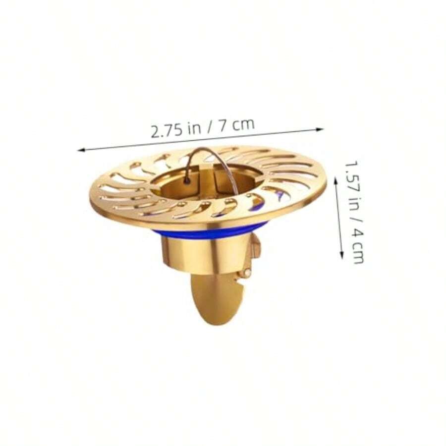 XISH Filtro De Drenaje De Baño De Latón con Sello Antiolor Tapón Atrapapelos para Hogar Hotel Diseño Reversible Previene Olores Y Obstrucciones - Dorado - Ver 1