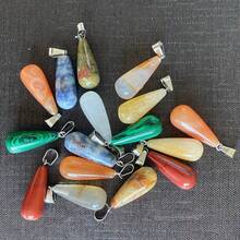 10 unids/lote de dijes colgantes de piedra en forma de corazón de colores mezclados al azar, cuentas de Chakra de cristal para collar, accesorios de joyería artesanal 8HGW - cono mixto aleatorio - Ver 4