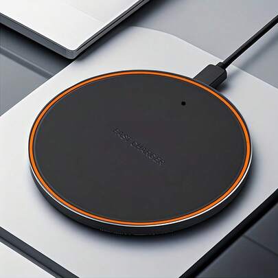 Base de carregamento rápido de 15 W, suporte circular para carregamento sem fio, compatível com iPhone 17/16/15/14/12/11/9/8/XR, S25/S24/S23/S22/S21/S10/S9, estação de carregamento sem fio adequada para Series 3/2/Pro, design moderno e minimalista, compacto e portátil, ideal para entusiastas de tecnologia.