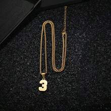 Susook Collar Con Número Para Niño Chapado En Acero Iidable Con La Camiseta De Atleta 00-99 Cad Con Números Colgante Persolizado Joyería Inspiradora Regalo Para Hombres Baloncesto Bé - como en la foto - Ver 3