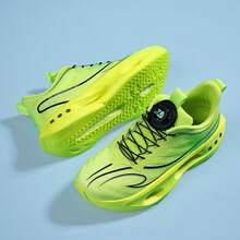 新款轻便跑鞋，柔软缓震，减震防滑，鞋底耐磨，配有旋转按钮和透气网布，适合运动、健身和学生穿着。 - 9819螢光綠 - 查看 3