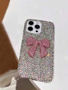 Luxury High-End 3D Rhinestone Bow Phone Case Compatible With Apple 17/15 Pro/ 16 Pro Max, Women's Soft Shell 14/13/12/11, Personalized Fully Blinged Protective Cover - 款式 2(1 件) - 查看 3