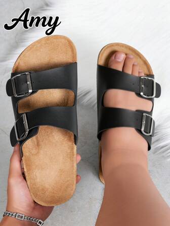 Sandalias de verano de ajuste ancho para hombres, zapatos casuales unisex para exteriores, equipados con hebilla doble de metal, que ofrecen talla grande opciones de talla. Diseño de moda con correas ajustables para un uso cómodo. Estas elegantes chanclas de playa están hechas de unicolor retro de alta calidad, fáciles de usar.