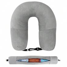 1 chiếc gối kê cổ du lịch, vỏ gối kê cổ hình chữ U đa chức năng được nhồi bằng vải, vỏ gối kê cổ bằng nhung mềm mại, nhẹ nhàng, thoải mái cho du lịch máy bay. - Màu xanh hải quân - Xem 12