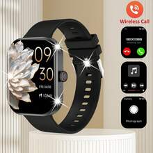 全新 2.01 英寸全触摸屏硅胶智能手表，男女通用运动健身追踪器，具有 100 多种锻炼模式、无线通话、远程摄像头、音乐控制、时钟、天气 - 是送给男士、女士、朋友、爱人、家人的绝佳礼物 - 黑色 - 查看 14