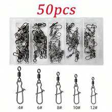 50入/盒 不鏽鋼釣魚連接針 4# 6# 8# 10# 12# 軸承滾軸迴轉扣附快扣魚鉤路亞配件 - 彩色 - 查看 1