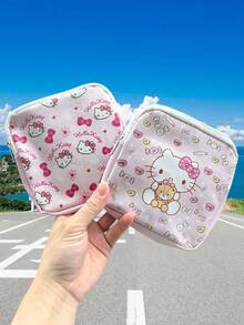 SANRIO Túi đựng băng vệ sinh hình mèo KT hoạt hình, túi đựng dung tích lớn, túi đựng băng vệ sinh di động cho học sinh, ví đựng tiền xu, hộp đựng phụ kiện và đồ dùng cần thiết. - Nhiều màu - Xem 2