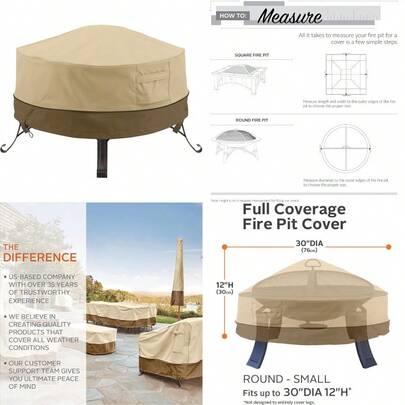 New Classic Accessories Veranda Water-Resistant 30 Inch Round Fire Pit Cover Patio Furniture Covers