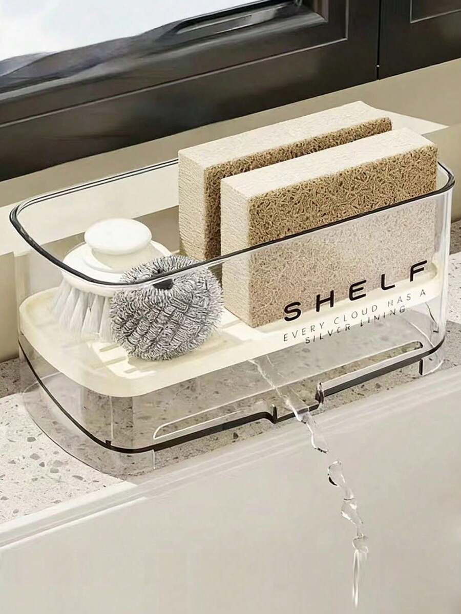 1pc Multifunctional Sink Organizer Rack, For Countertop Storage Of Sponge, Soap, Brush And Cloth; Kitchen Sink Accessories; Dish Sponge, Cloth And Detergent Holder And Storage Rack.