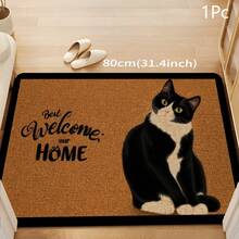 1 peça de pegada de gato, estampa gráfica de gato, série de tapetes longos, tapete interno, capacho, tapete de entrada, tapete de cabeceira para quarto, tapete de cozinha, tapete de cozinha, adequado para sala de estar, lavanderia, banheiro