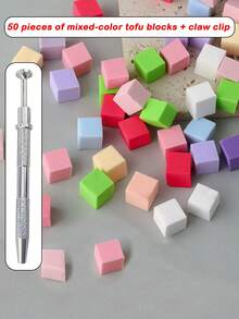 100pcs Mini Sponge Blocks With 4-Claw Tweezers, Stainless Steel Manicure Tools - Manicure Gradient Color Sponge, Gradient Nail Polish Tools, Gel Nail Polish Sponge, Suitable For Manicure, Gel Nail Polish And Mirror Powder, Manicure Supplies, Durable Manicure Tools, Manicure Set, Multiple Colors Available