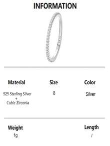 1pc S925 Sterling Silver Ring, Minimalist Cubic Zirconia Paved Rose Gold Plated Jewelry For Women, Elegant Accessory, Summer Selling, Cross-Border Exclusive, Fashionable, Commemorative, Refined Gift - Silver - View 9