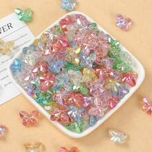 30pcs Mixed Color Transparent Acrylic Cut Surface Onion Powder Fantasy Color Butterfly Beads DIY Jewelry Making Keychain Mobile Phone Chain Mobile Phone Case Car Hanging Accessories Decoration Crafts - Multicolor - View 7
