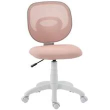Ergonomic Office Chair With C-Shaped Backrest, Height Adjustable, Pink - Coffee Brown - View 1