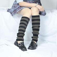 Harajuku Japanese Lolita Leg Warmers Gothic Knit Long Socks Leggings Gaiters Knee Goth Winter Cuff Ankle Heap Sock,36091786 - Màu xanh bụi bặm - Xem 2