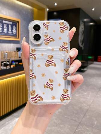 1 st. vitt stötsäkert TPU-mobilskal med sött björnelement, personligt björnmönster skyddande telefonskal kompatibelt med , Android, OPPO smartphones