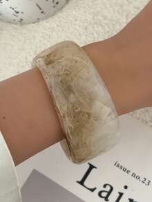 1 pièce Bracelet large en résine à motif géométrique arc bohème, teinture à la cuve. Bracelet en résine polyvalent, charmant, idéal pour les fêtes, les mariages et les occasions décontractées. Légers défauts et variations de couleur dans la résine sont normaux.