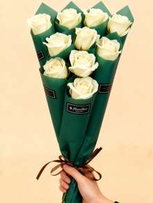 6PCS Artificial Soaps Flower, White Soap Rose Flowers Bouquet Exquisite Realistic Long Stem Fake Roses Bundle Flower For Wedding Anniversary Birthday Mother's Day Valentine's Day Decoration